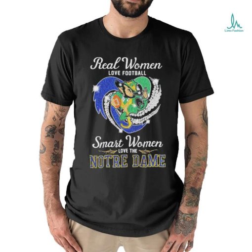 Real Women love football smart Women love the Notre Dame Mascot heart diamond shirt