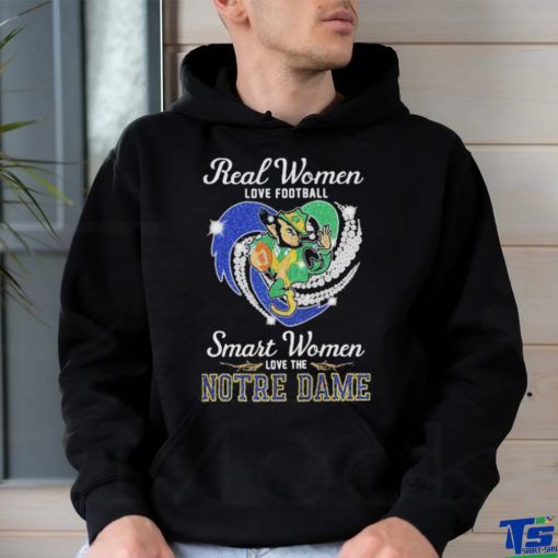 Real Women love football smart Women love the Notre Dame Mascot heart diamond shirt