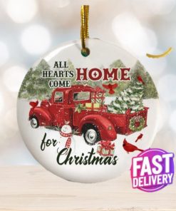 Red Cardinal All Hearts Come Home For Christmas Vintage Red Truck Memorial Decorative Christmas Ornament