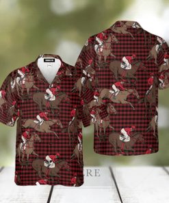 Red Plaid Amazing Horse Riding Pattern Aloha Hawaiian Shirt