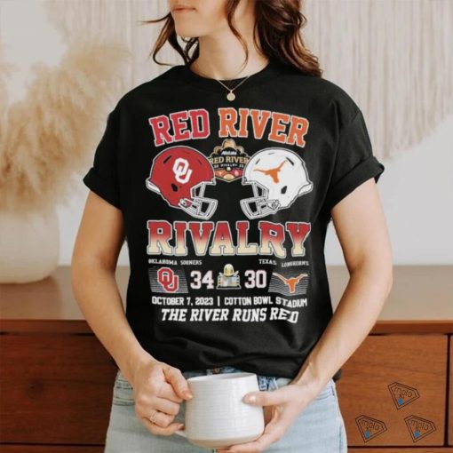 Red River Rivalry Oklahoma Sooners 34 Texas Longhorns 30 October 7 2023 Cotton Bowl Stadium The River Runs Red Shirt