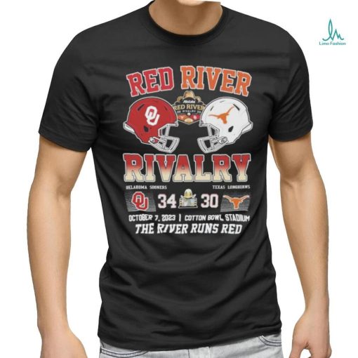 Red River Rivalry Oklahoma Sooners 34 Texas Longhorns 30 October 7 2023 Cotton Bowl Stadium The River Runs Red Shirt