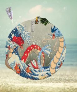 Red Vs Blue Gyarados Pokemon The Great Wave Japan Perfect Gift For Holiday Ornament