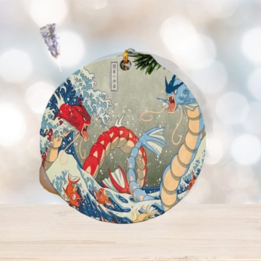 Red Vs Blue Gyarados Pokemon The Great Wave Japan Perfect Gift For Holiday Ornament