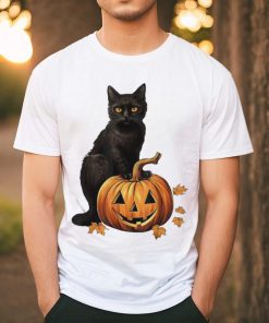 Retro Black Cat Halloween Pumpkin Shirt