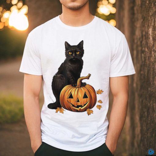 Retro Black Cat Halloween Pumpkin Shirt