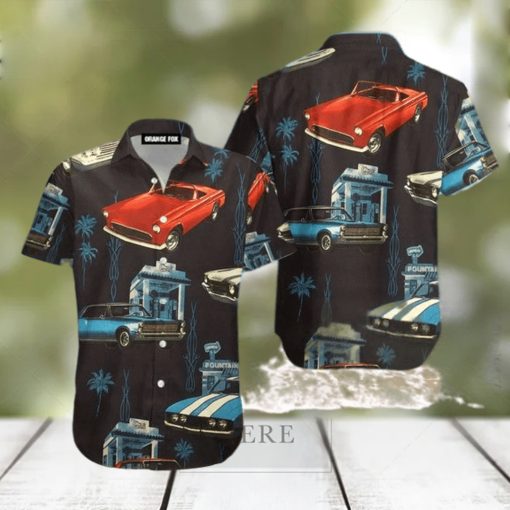 Retro Car Black Hawaiian Shirt For Men And Women