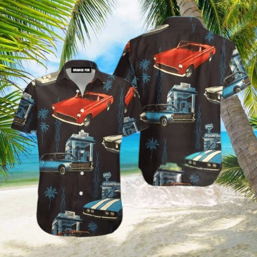 Retro Car Black Hawaiian Shirt For Men And Women