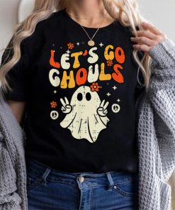 Retro Halloween Lets Go Ghouls Ghost Costume Women Girls T Shirt