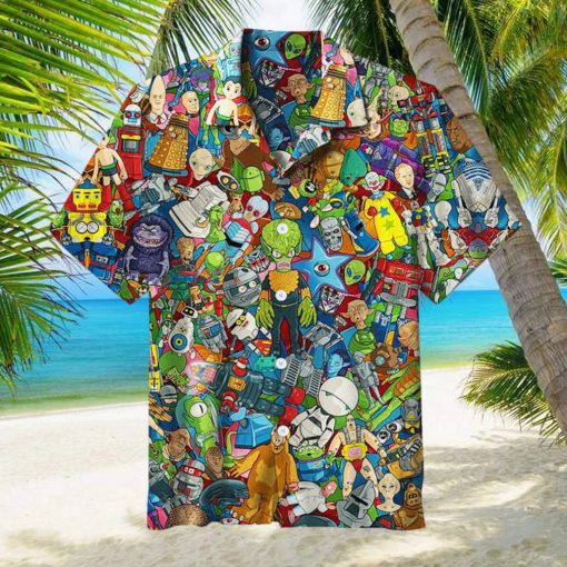 Robots And Aliens Universal Aloha Hawaiian Shirt