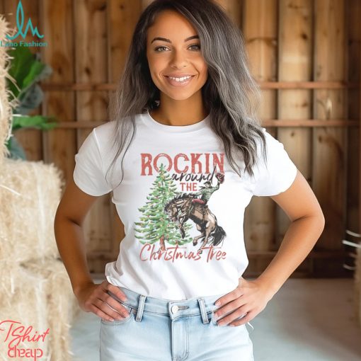 Rocking Around The Christmas Tree Christmas Cowboy Horse Essential Shirt