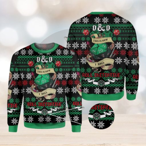 Roll Initiative Dungeons & Dragons Knitted Christmas 3D Sweater For Fans