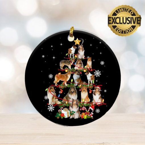 Rough Collie Christmas Tree Lights 2023 Holiday Gifts Custom Name For Dog Lovers Christmas Decorations Ornament