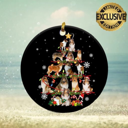 Rough Collie Christmas Tree Lights 2023 Holiday Gifts Custom Name For Dog Lovers Christmas Decorations Ornament