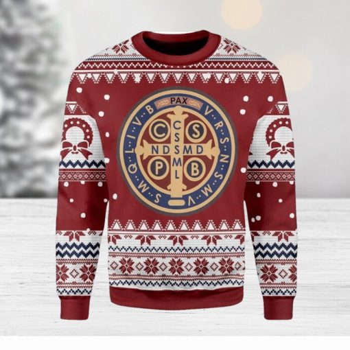 Saint Benedict Medal Ugly Christmas Sweater