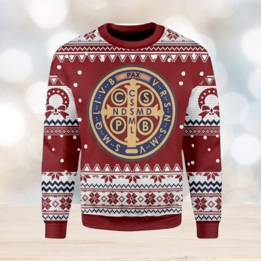 Saint Benedict Medal Ugly Christmas Sweater