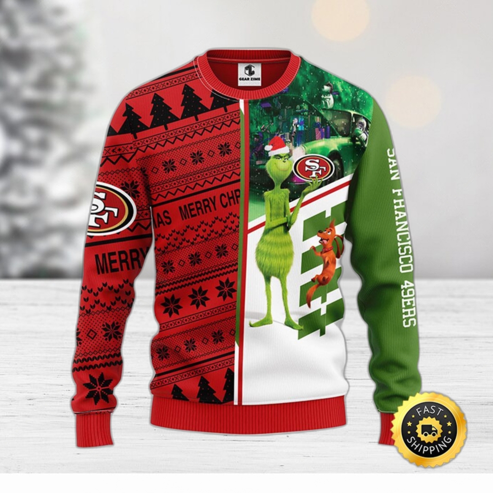 San Francisco 49ers Christmas Ugly Sweater Grinch And Scooby Doo Show Your  Team Spirit - Limotees