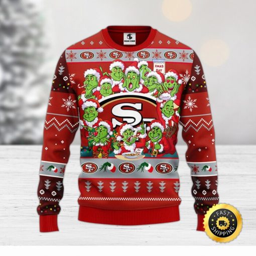 San Francisco 49ers Christmas Ugly Sweater Print 12 Grinch Xmas Day Show Your Team Spirit