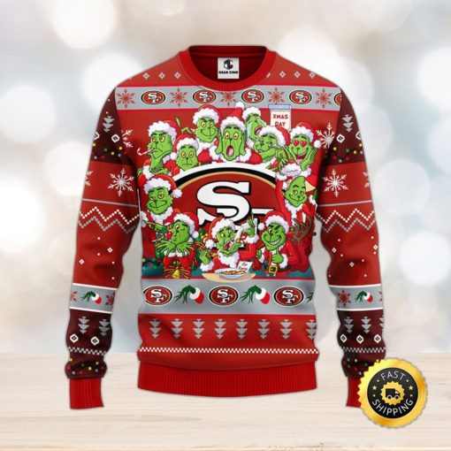 San Francisco 49ers Christmas Ugly Sweater Print 12 Grinch Xmas Day Show Your Team Spirit