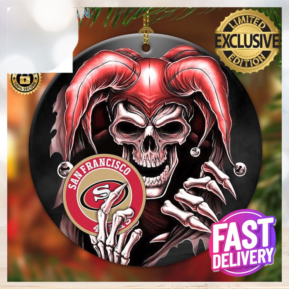 San Francisco 49ers NFL Skull Joker 2023 Holiday Gifts Christmas Decorations Ornament San Francisco 49ers NFL Skull Joker 2023 Holiday Gifts Christmas Decorations Ornament