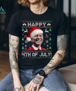 Santa Biden Happy 4Th Of July Ugly Christmas Sweater Pajamas Shirt