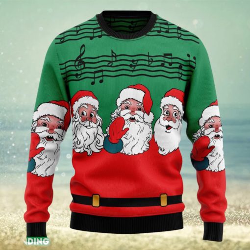 Santa Claus And Music Notes Ugly Christmas Sweater Family Christmas Gift