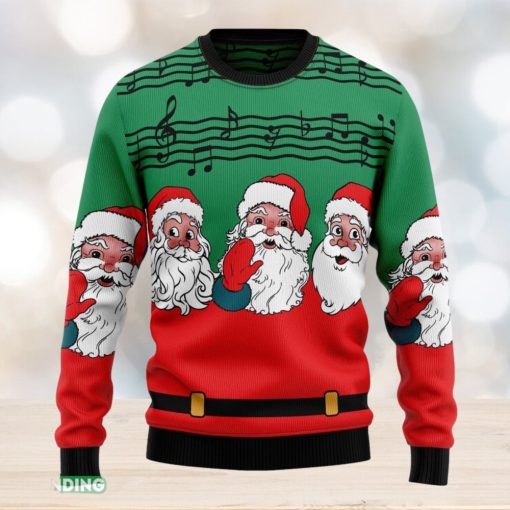 Santa Claus And Music Notes Ugly Christmas Sweater Family Christmas Gift