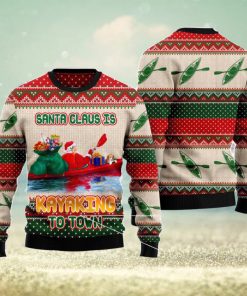 Santa Claus Is Kayaking To Town Christmas Gift Ugly Christmas Sweater Xmas Holiday