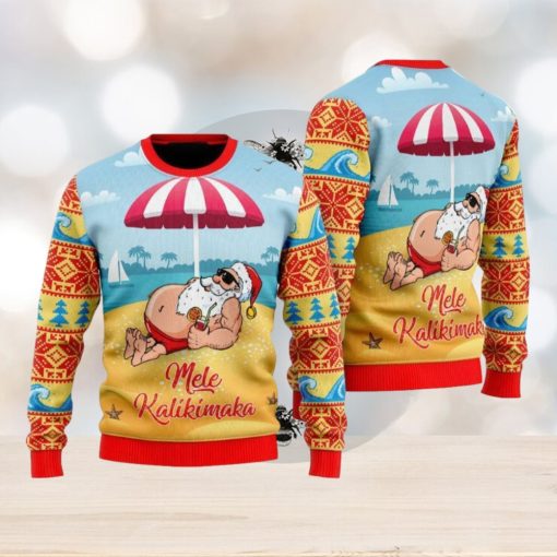 Santa Claus Mele Kalikimaka Beach Ugly Sweater All Over Printed For Men And Women Gift Christmas