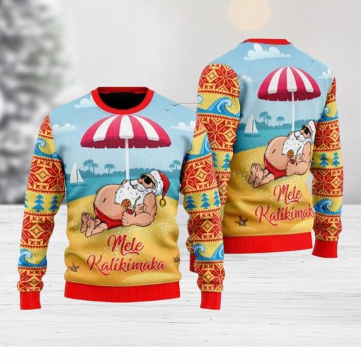 Santa Claus Mele Kalikimaka Beach Ugly Sweater All Over Printed For Men And Women Gift Christmas