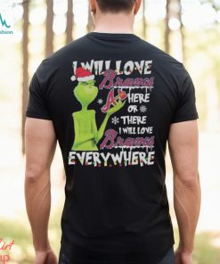 Santa Grinch I will love Atlanta Braves here or there I will love everywhere Christmas shirt