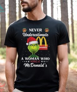 Santa Grinch Never Underestimate A Woman Who Works At Mcdonald’s Christmas Shirt
