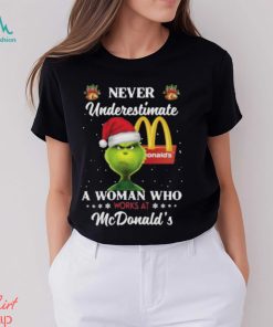 Santa Grinch Never Underestimate A Woman Who Works At Mcdonald’s Christmas Shirt