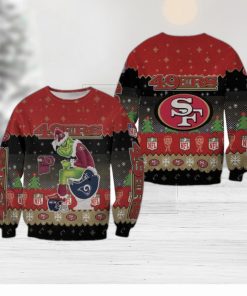 Santa Grinch San Francisco 49ers Sitting On Rams Cardinals Seahawks Toilet Christmas Ugly Sweater