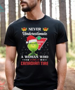 Santa Grinch never underestimate a woman who works at Canadian Tire Christmas shirt