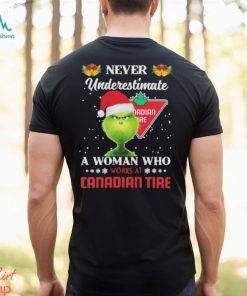 Santa Grinch never underestimate a woman who works at Canadian Tire Christmas shirt