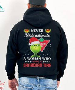 Santa Grinch never underestimate a woman who works at Canadian Tire Christmas shirt