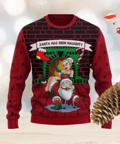 Santa Has Been Naughty Knitted Xmas Red Sweater AOP