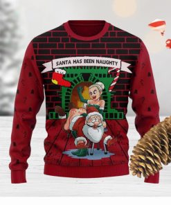 Santa Has Been Naughty Knitted Xmas Red Sweater AOP