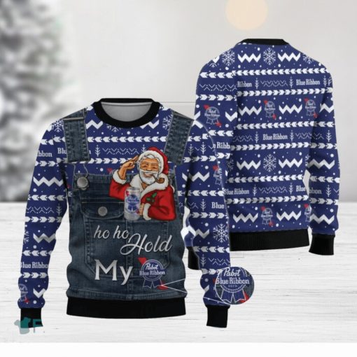 Santa Hold My Pabst Blue Ribbon Ugly Christmas Sweater Christmas Holiday Gift