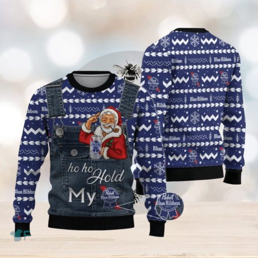 Santa Hold My Pabst Blue Ribbon Ugly Christmas Sweater Christmas Holiday Gift