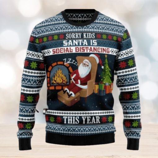 Santa Is Social Distancing Ugly Christmas Sweater