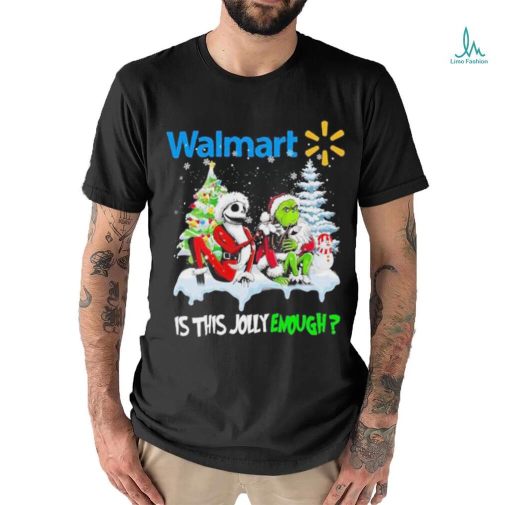 Santa Jack skellington and Grinch walmart is this jolly enough sweater Santa Jack skellington and Grinch walmart is this jolly enough sweater
