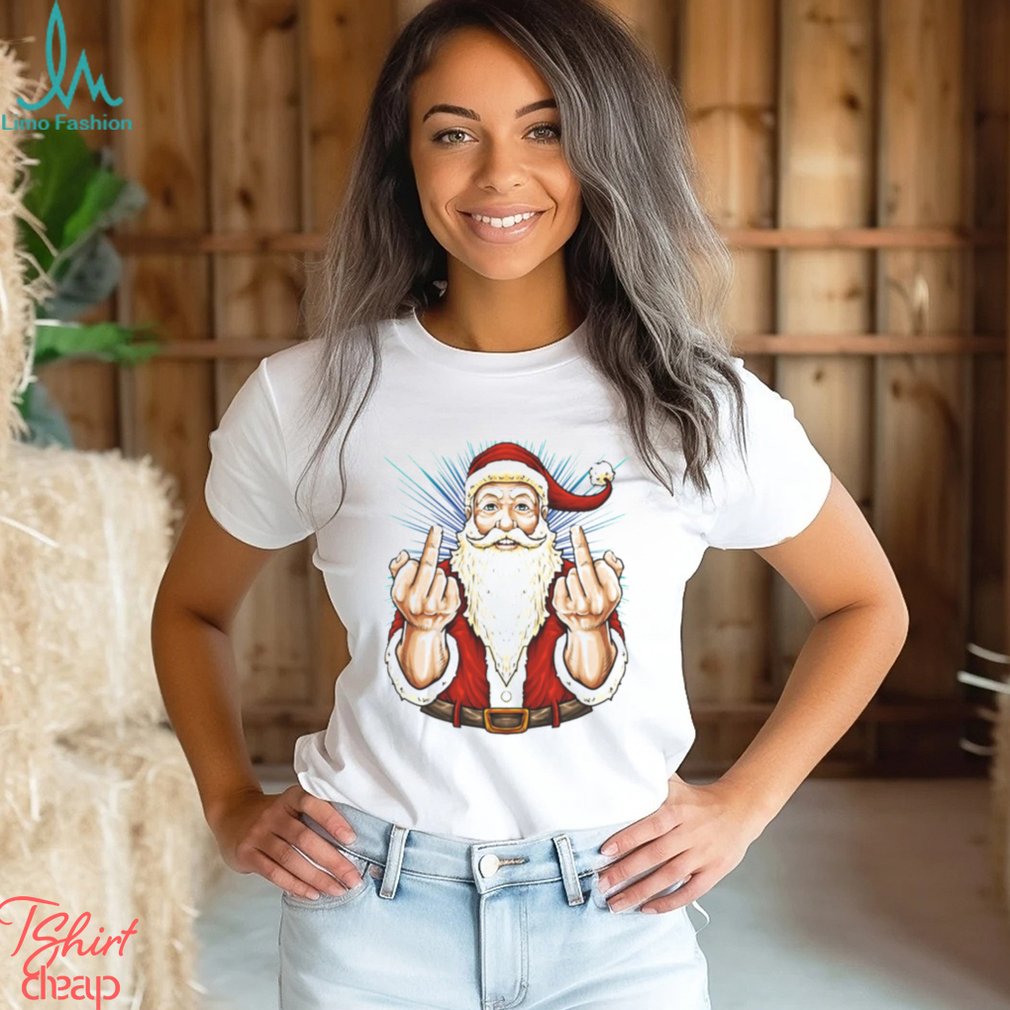 Santa Middle Finger Flip Off St Nick Christmas shirt Santa Middle Finger Flip Off St Nick Christmas shirt
