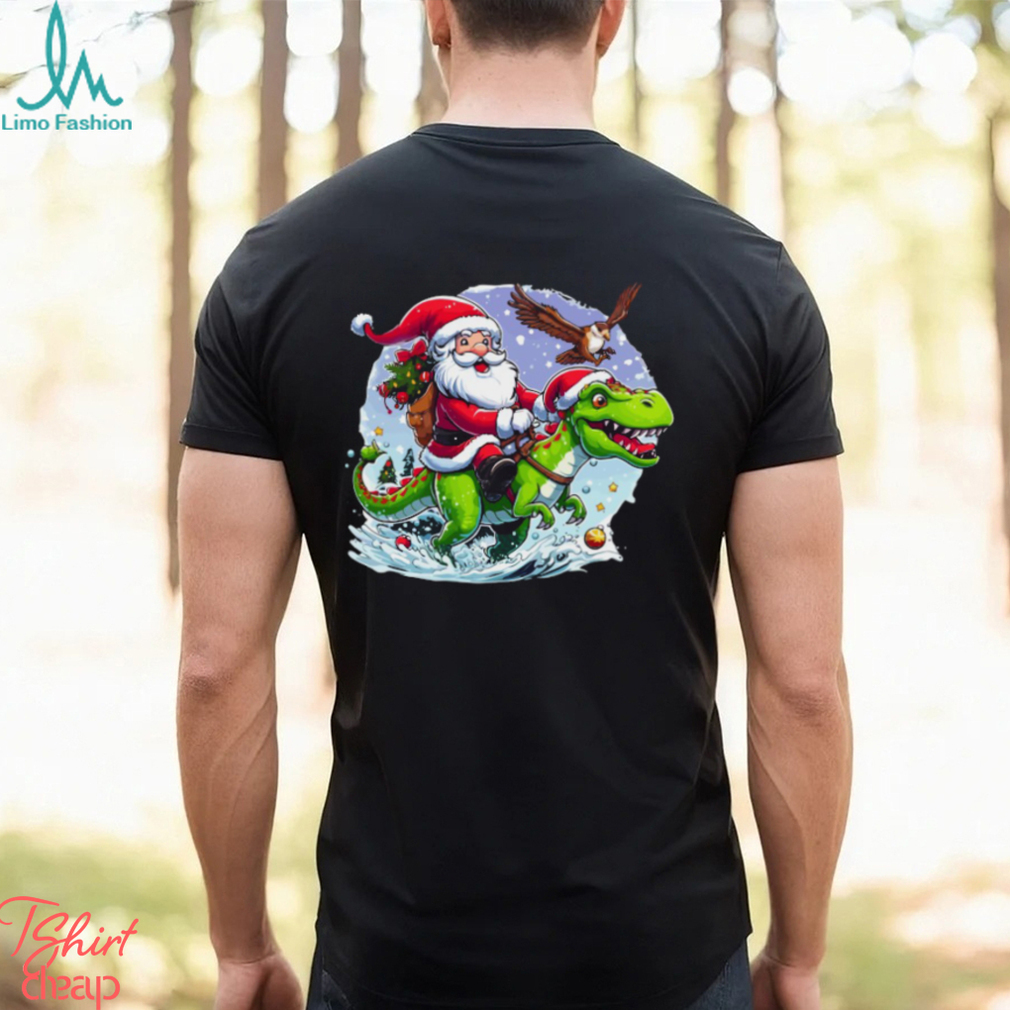 Santa Riding Dinosaur Classic Shirt Santa Riding Dinosaur Classic Shirt