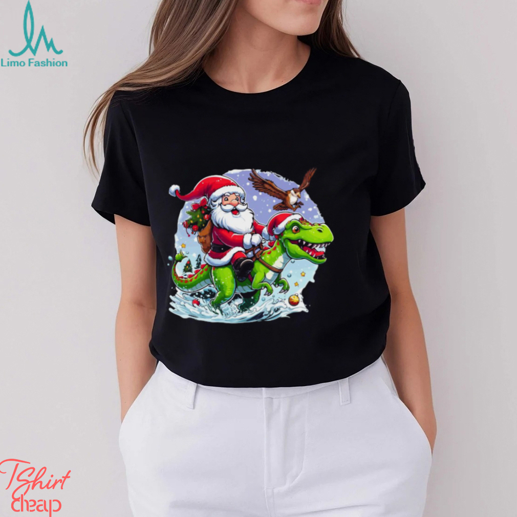 Santa Riding Dinosaur Classic Shirt Santa Riding Dinosaur Classic Shirt