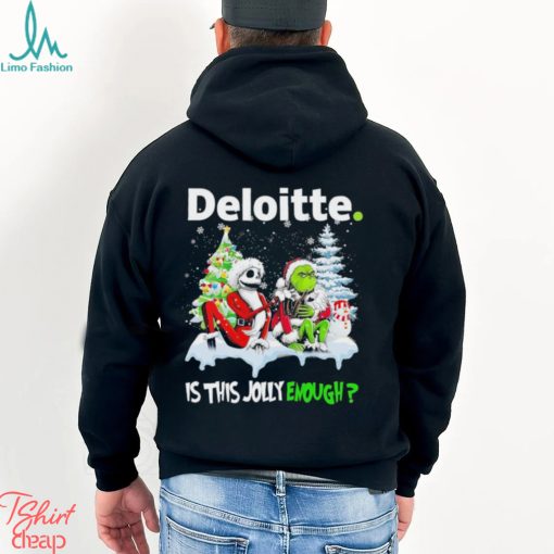 Santa Skellington and Grinch Deloitte is this Jolly enough christmas shirt