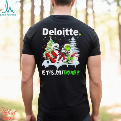 Santa Skellington and Grinch Deloitte is this Jolly enough christmas shirt
