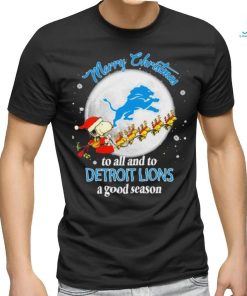Santa Snoopy & Woodstock Reindeer Merry Christmas To All And To Detroit Lions A Good Season Shirt