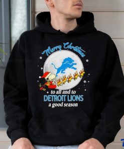Santa Snoopy & Woodstock Reindeer Merry Christmas To All And To Detroit Lions A Good Season Shirt